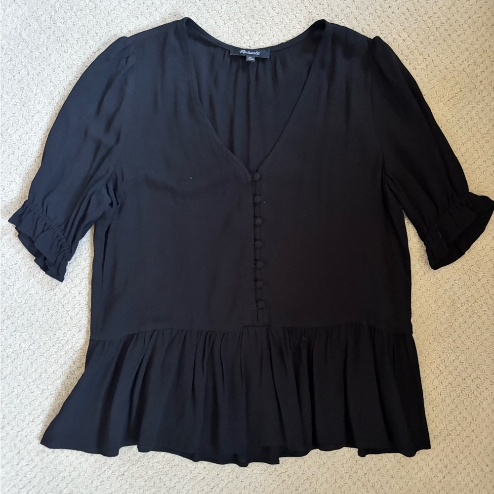 Madewell Black V-Neck Blouse